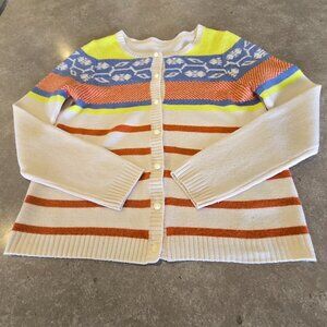 FIVE PLUS Women's Multi-Stripes Graphic Print L/Sleeves Cardigan - Size Small